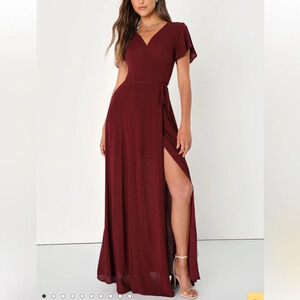 Heart of Marigold Burgundy Wrap Maxi Dress Size Large